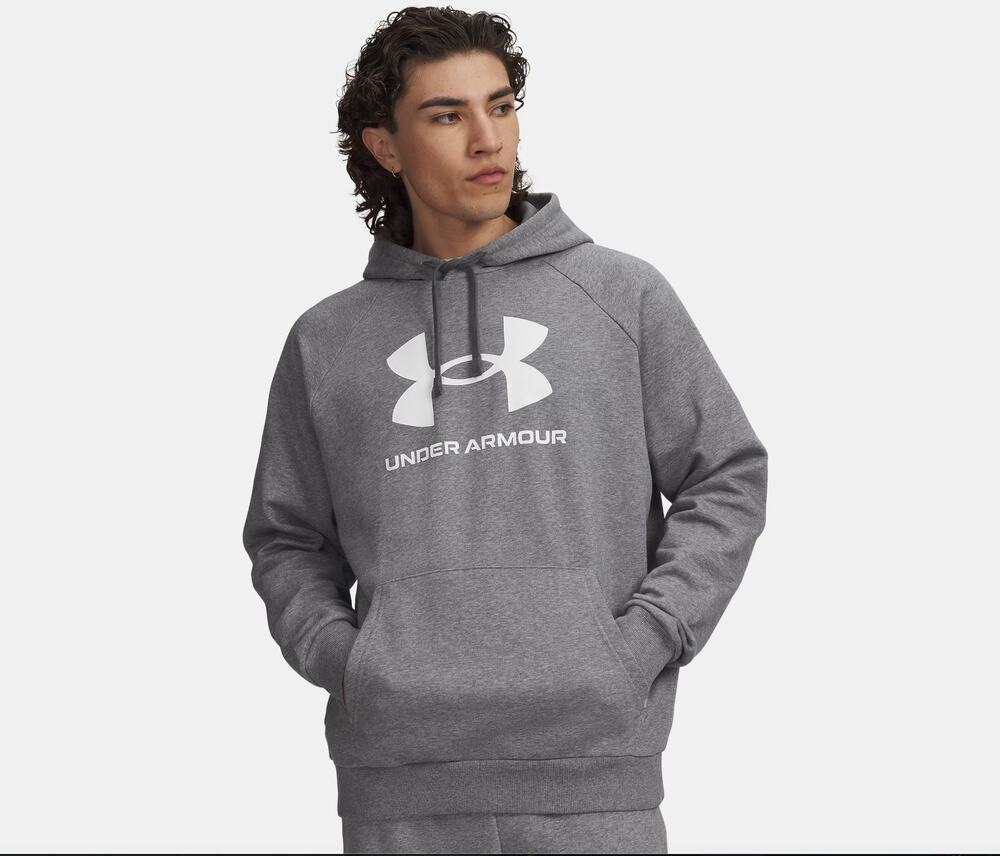 Under Armour Men's 2XL Rival Fleece Big Logo Hoodie Castlerock Light Heather